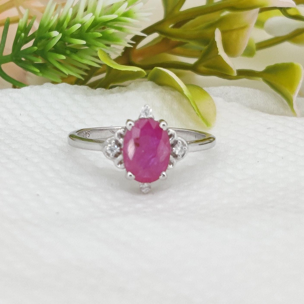 Natural Ruby Ring, Sterling Silver Solitaire Ring, Anniversary Gift