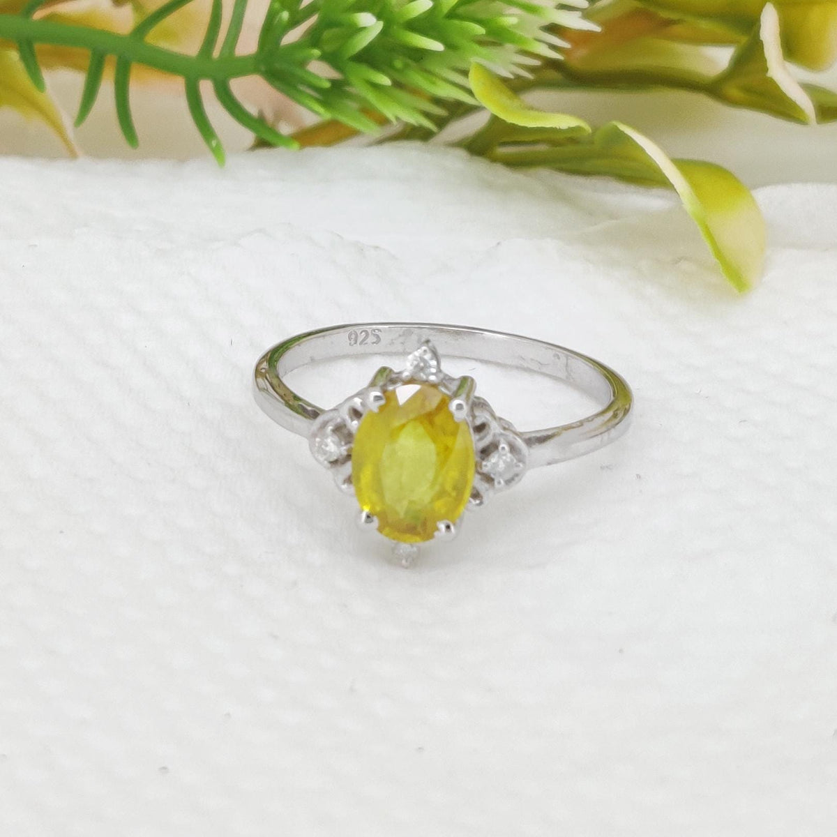 Yellow Sapphire Silver Statement Ring, Handmade Gemstone September Birthstone Gift