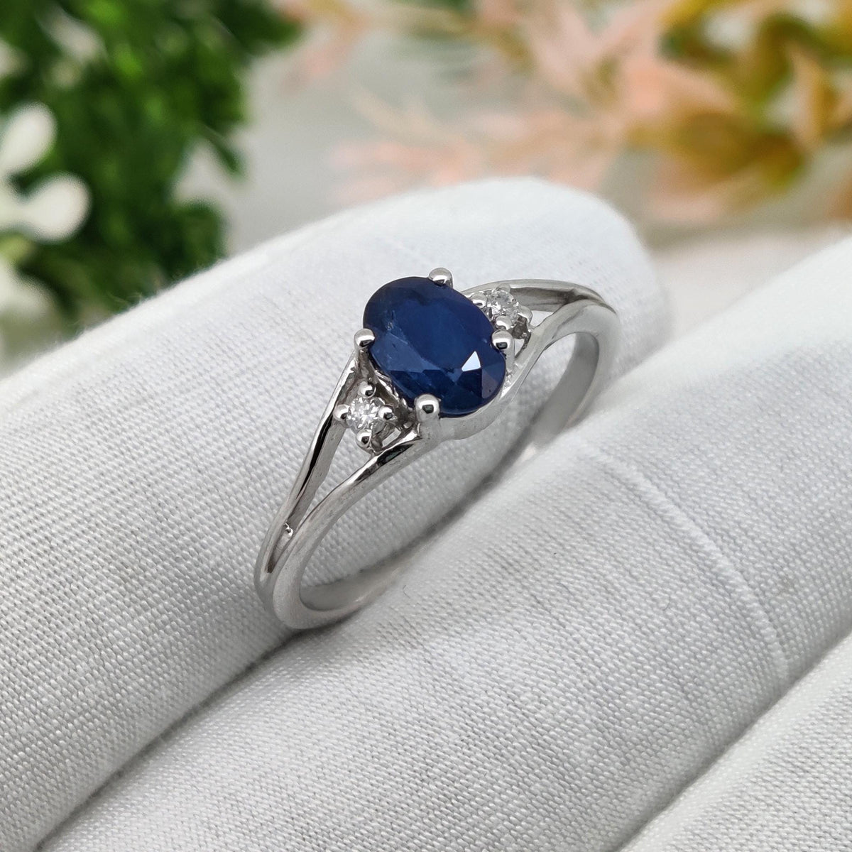 Blue Sapphire Silver Statement Ring, Handmade Gemstone September Birthstone Gift