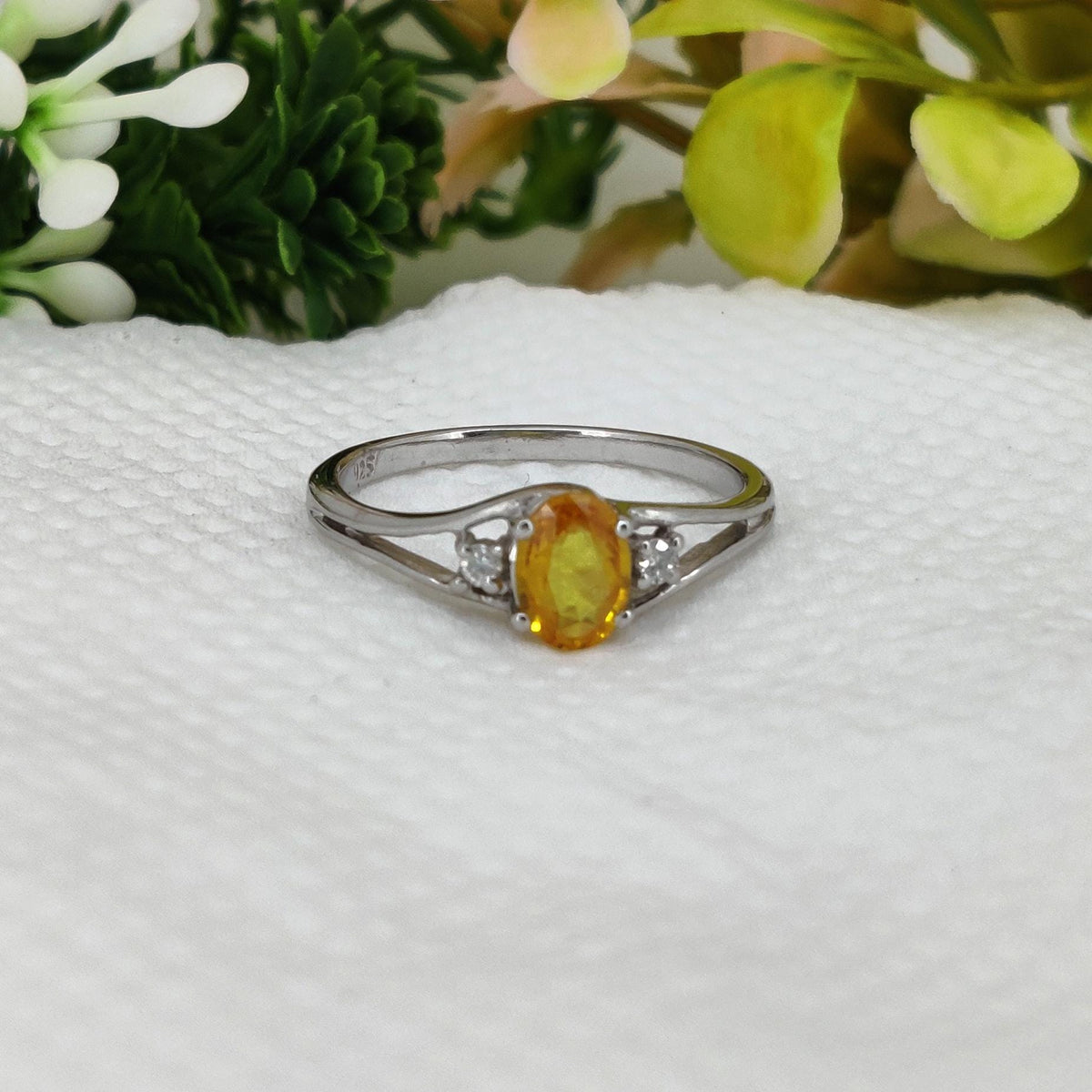 Sapphire Engagement Ring, Sterling Silver Handmade Ring, Dainty Yellow Gemstone Jewelry