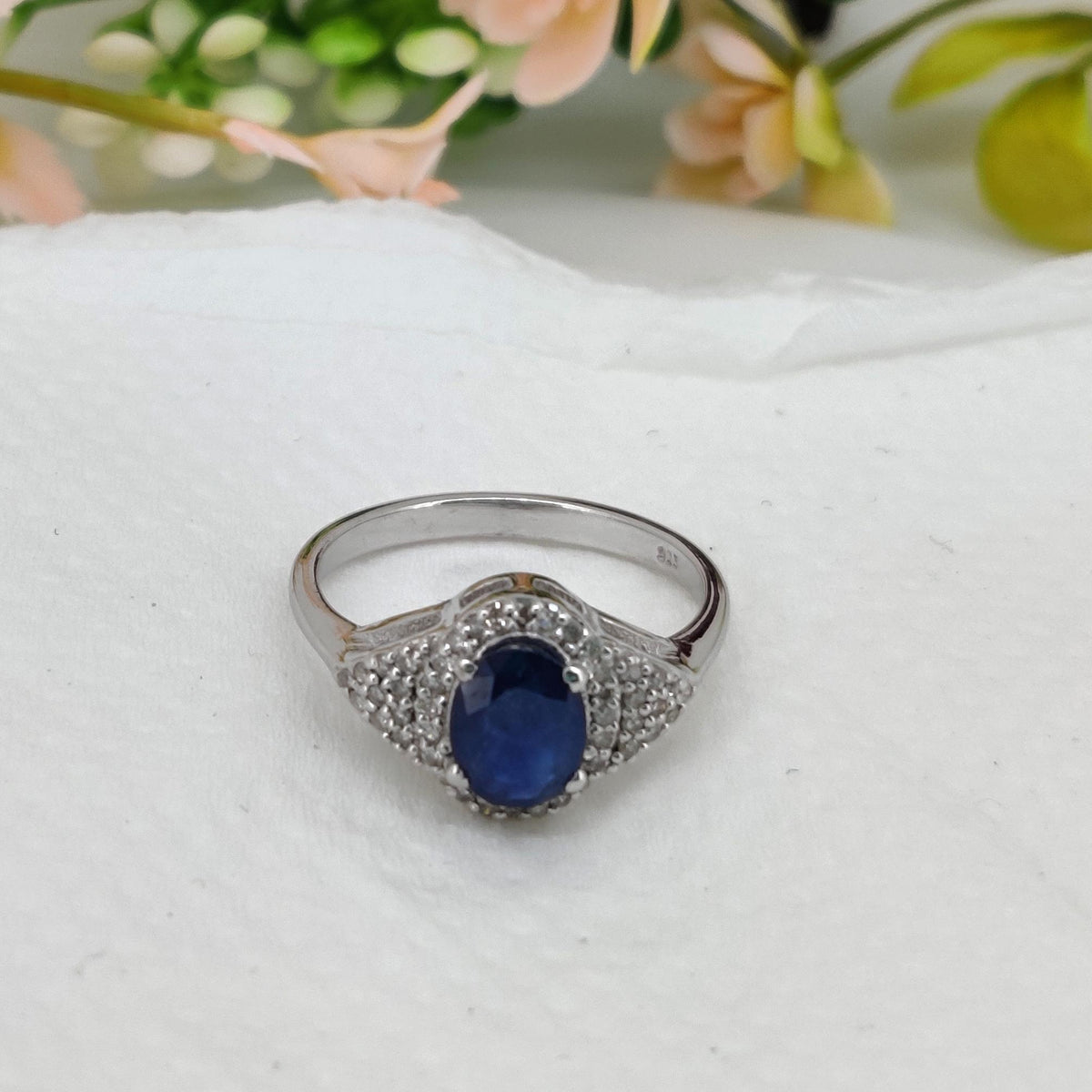 Blue Sapphire Ring, 925 Sterling Silver Handmade Ring, September Birthstone Jewelry for Her