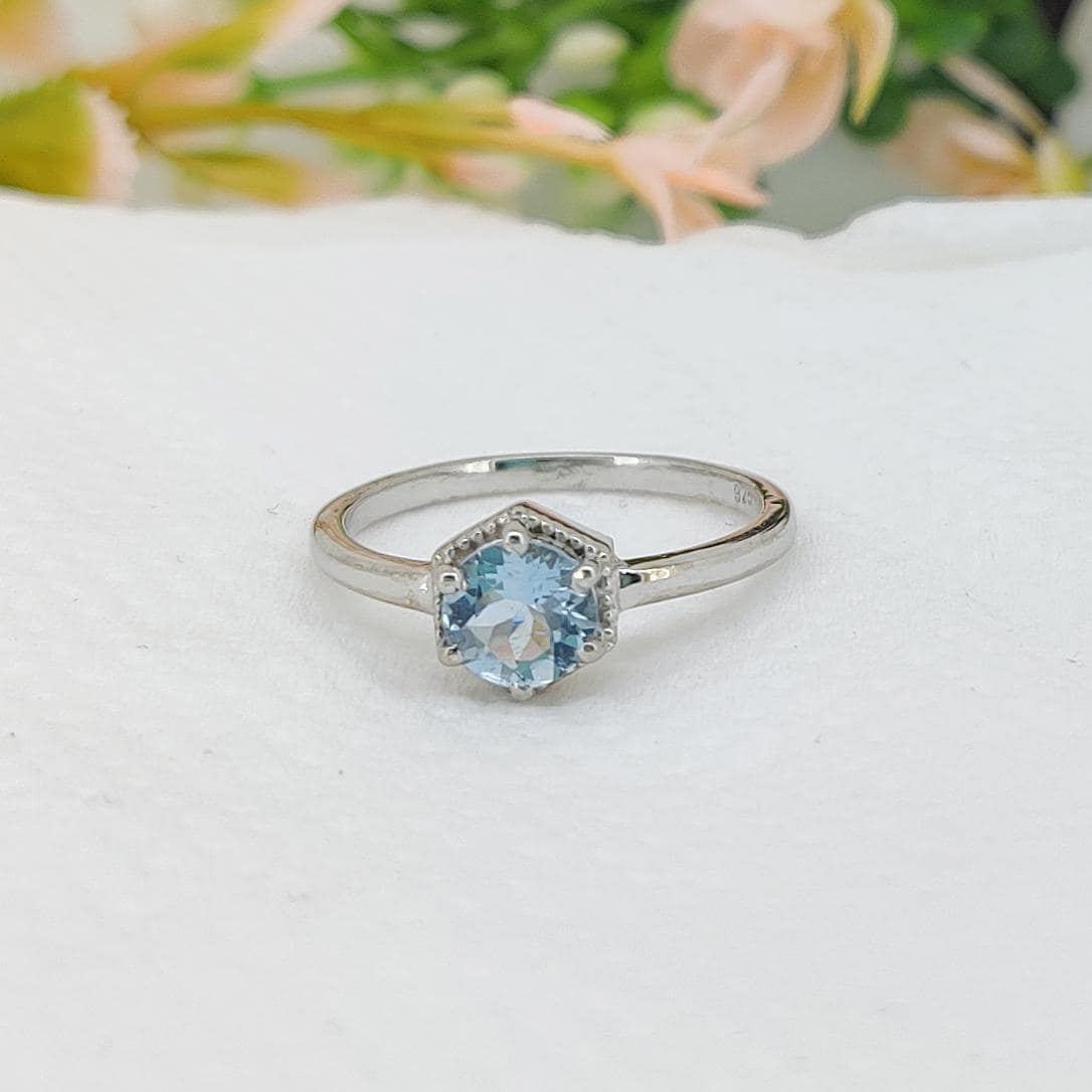 Natural Aquamarine Ring,  Handmade Sterling Silver, Blue Gemstone Jewelry, March Birthstone, Gifts For Her