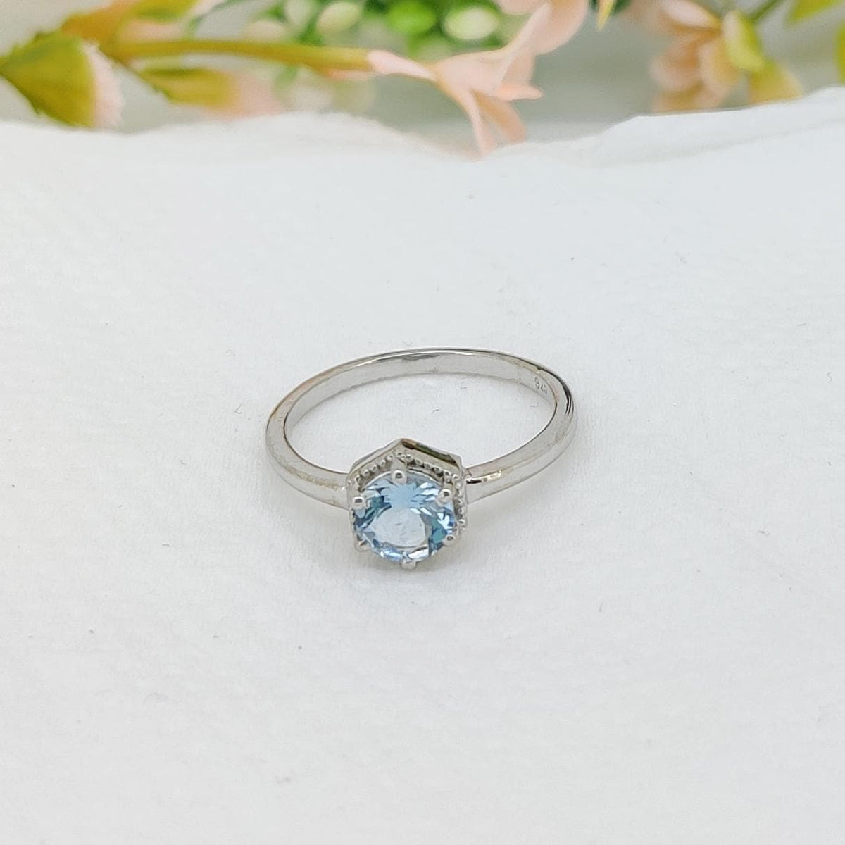 Natural Aquamarine Ring,  Handmade Sterling Silver, Blue Gemstone Jewelry, March Birthstone, Gifts For Her