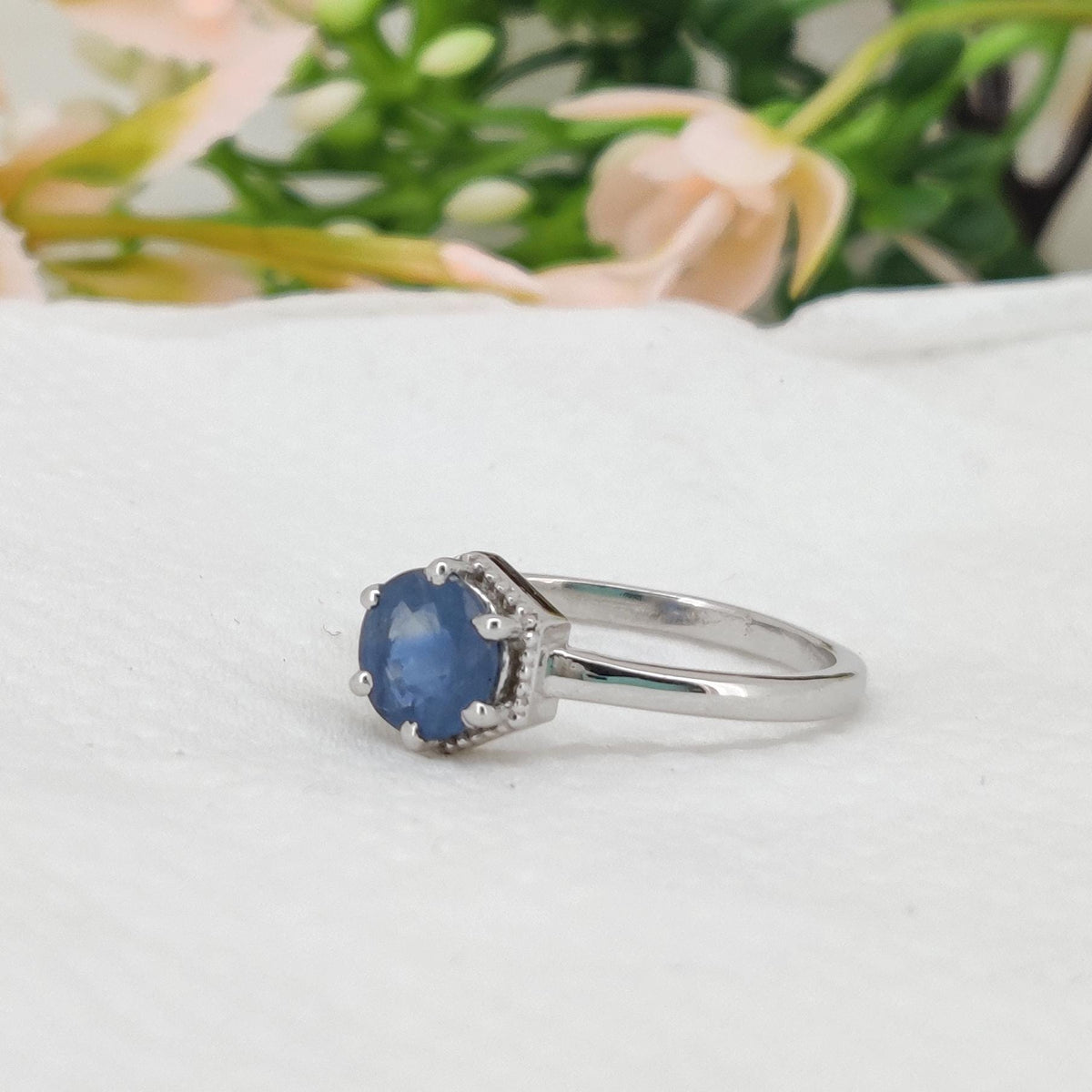 Natural Sapphire Sterling Silver Ring, September Birthstone, Promise Ring
