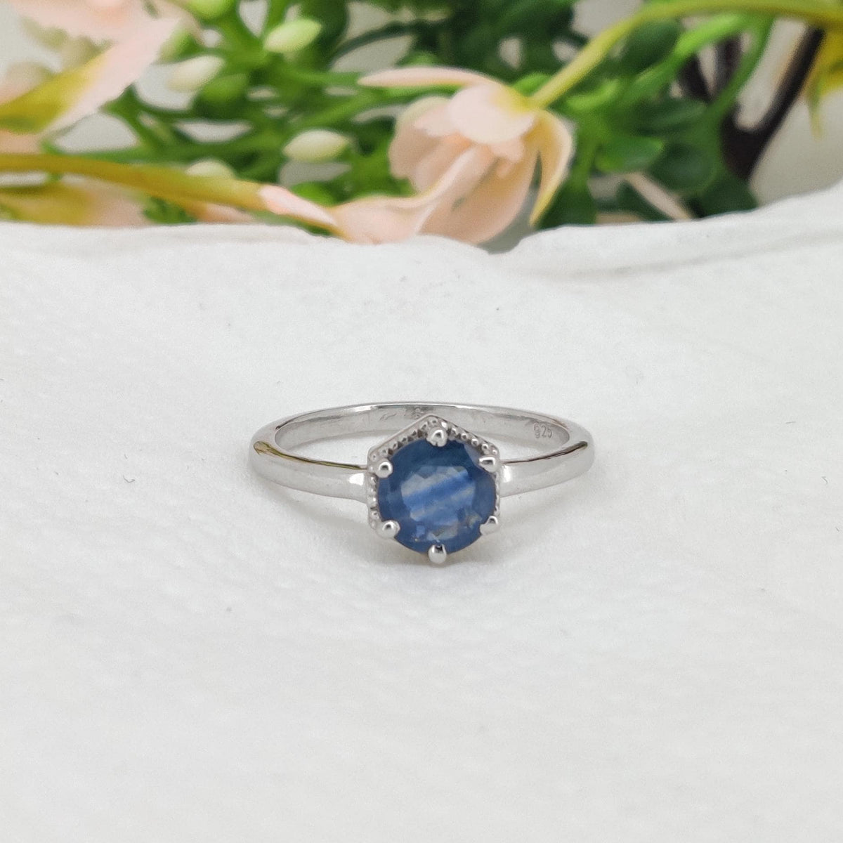 Natural Sapphire Sterling Silver Ring, September Birthstone, Promise Ring