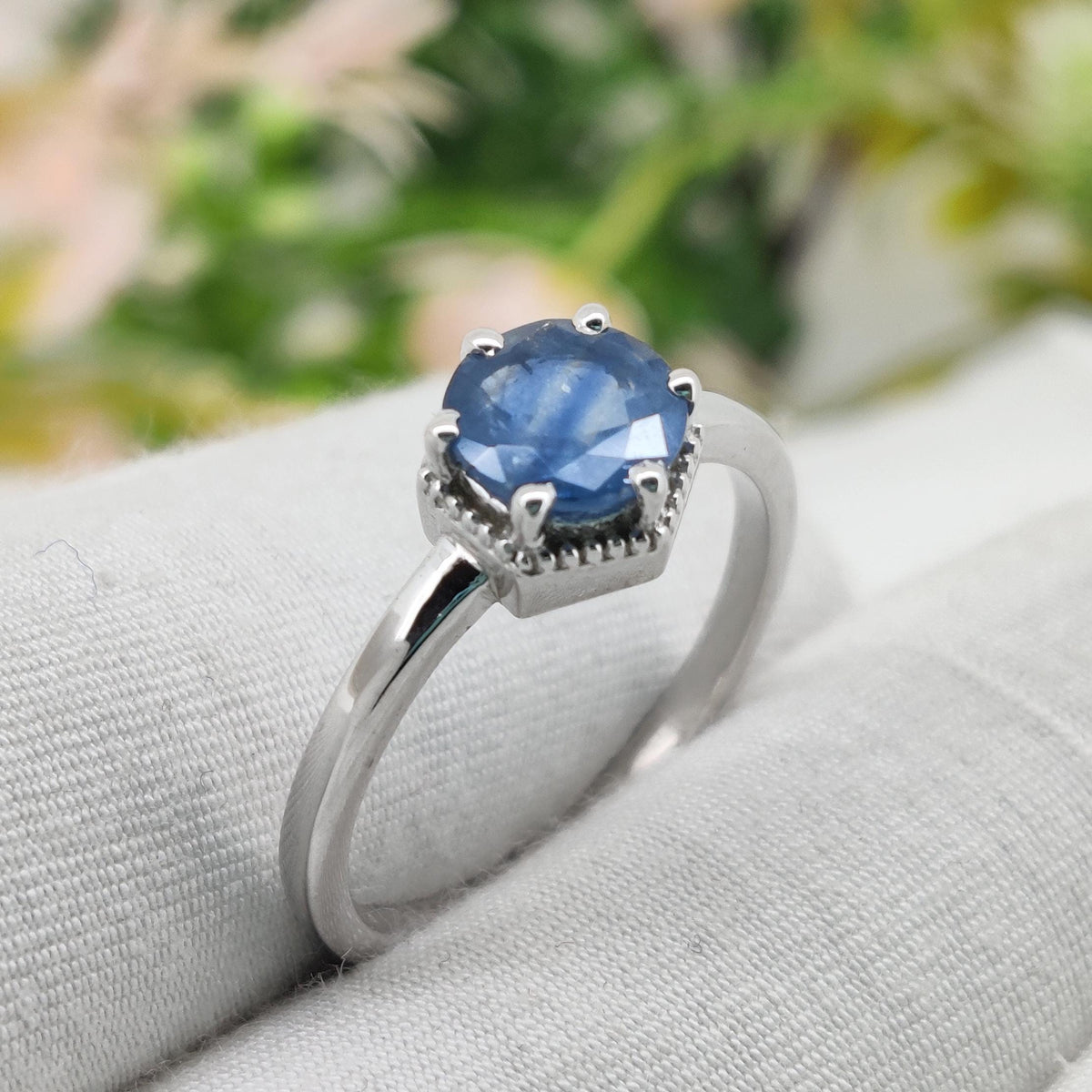 Natural Sapphire Sterling Silver Ring, September Birthstone, Promise Ring