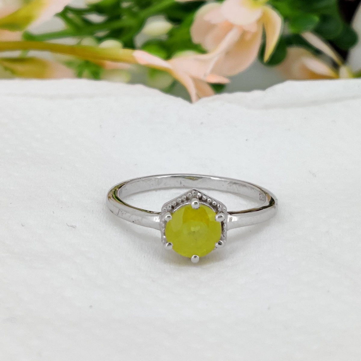 Natural Yellow Sapphire Ring, Handmade 925 Sterling Silver, Birthstone Gift for Her