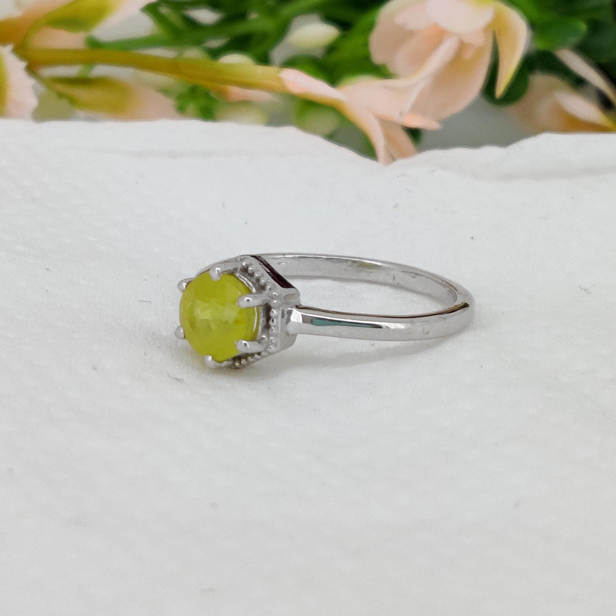 Natural Yellow Sapphire Ring, Handmade 925 Sterling Silver, Birthstone Gift for Her