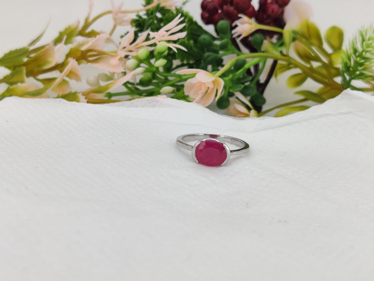 Ruby Ring, 925 Sterling Silver, July Birthstone, Handmade Oval Gemstone