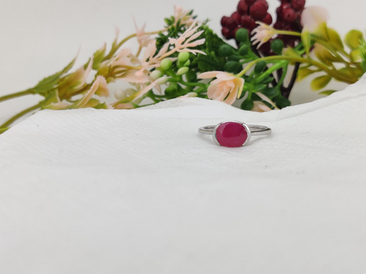 Ruby Ring, 925 Sterling Silver, July Birthstone, Handmade Oval Gemstone