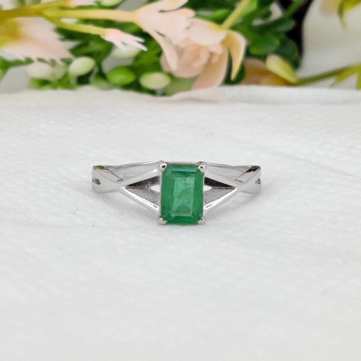 Natural Emerald Ring, 925 Sterling Silver, Handmade Green Gemstone Jewelry Gifts