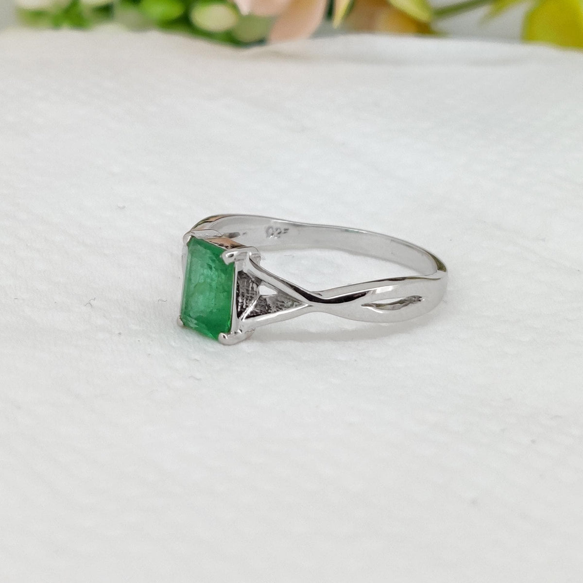 Natural Emerald Ring, 925 Sterling Silver, Handmade Green Gemstone Jewelry Gifts
