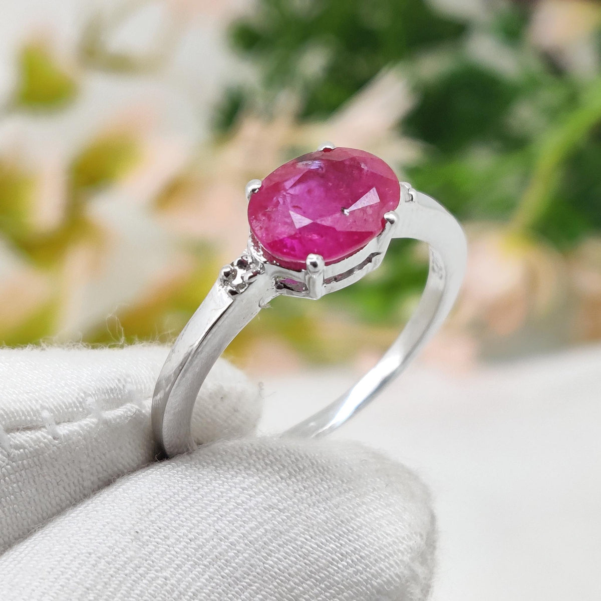 Natural Ruby Statement Ring, Handmade Silver Jewelry, July Birthstone Gift for Her