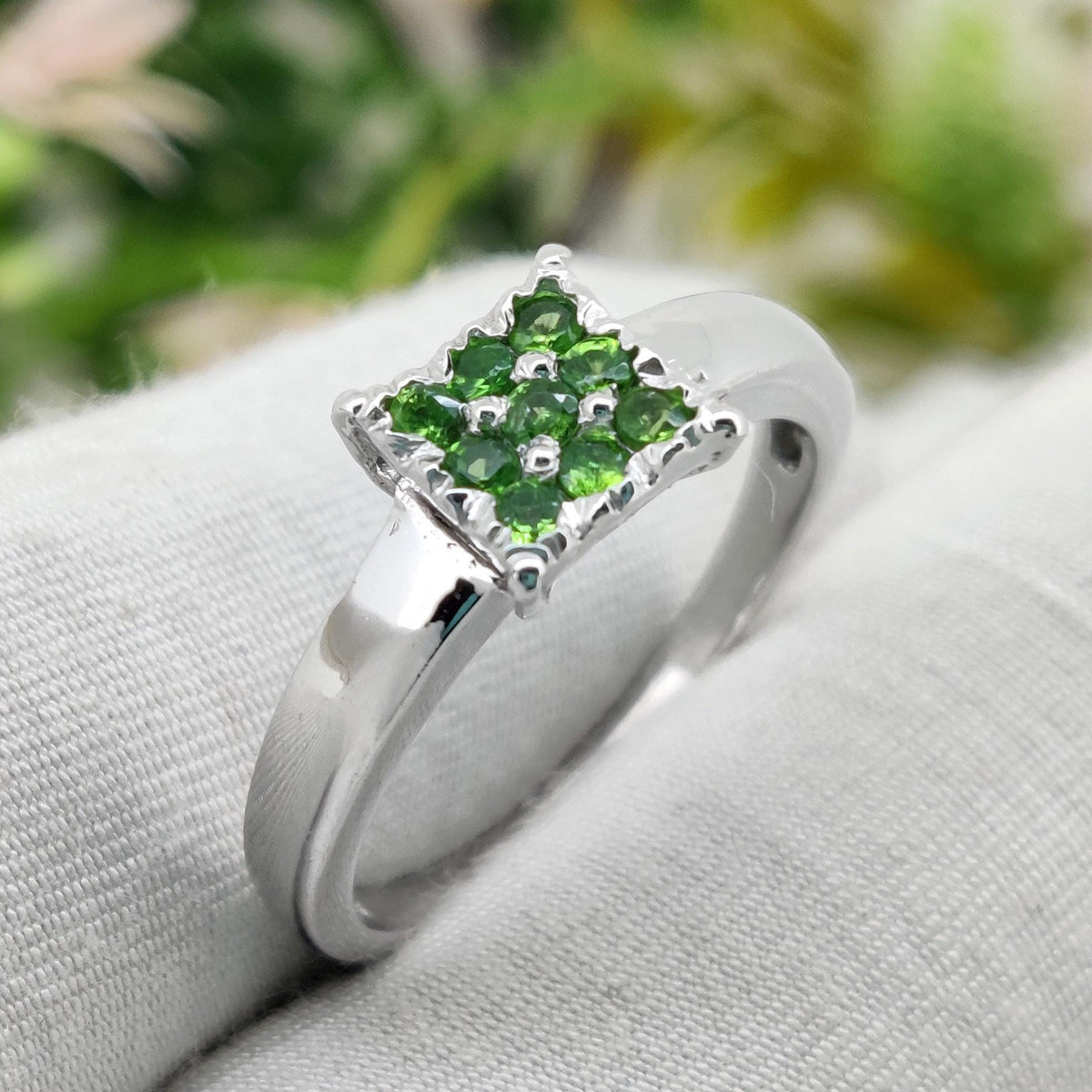 Natural Green Tsavorite Ring, Sterling Silver Solitaire, January Birthstone Jewelry, Gift for her