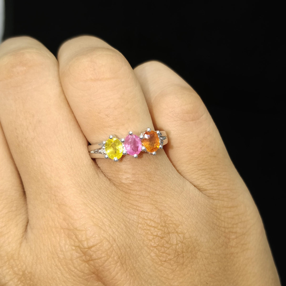 Natural Multi Sapphire Ring-925 Sterling Silver-September Birthstone Jewelry-Sapphire Jewelry