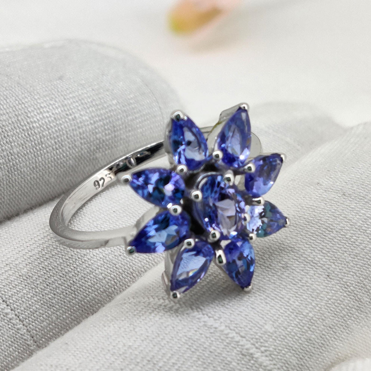 Natural Tanzanite Ring, Blue Pear Stone, Minimalist Tanzanite Jewelry, Sterling Silver Band, December Birthstone