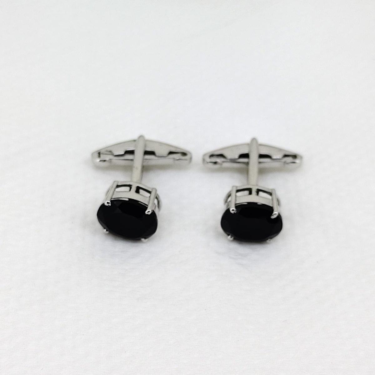 Handmade Black Onyx Sterling Silver Cufflinks – Oval Gemstone Jewelry