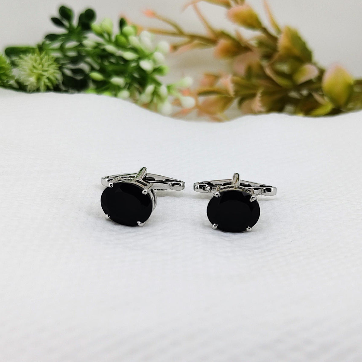 Handmade Black Onyx Sterling Silver Cufflinks – Oval Gemstone Jewelry