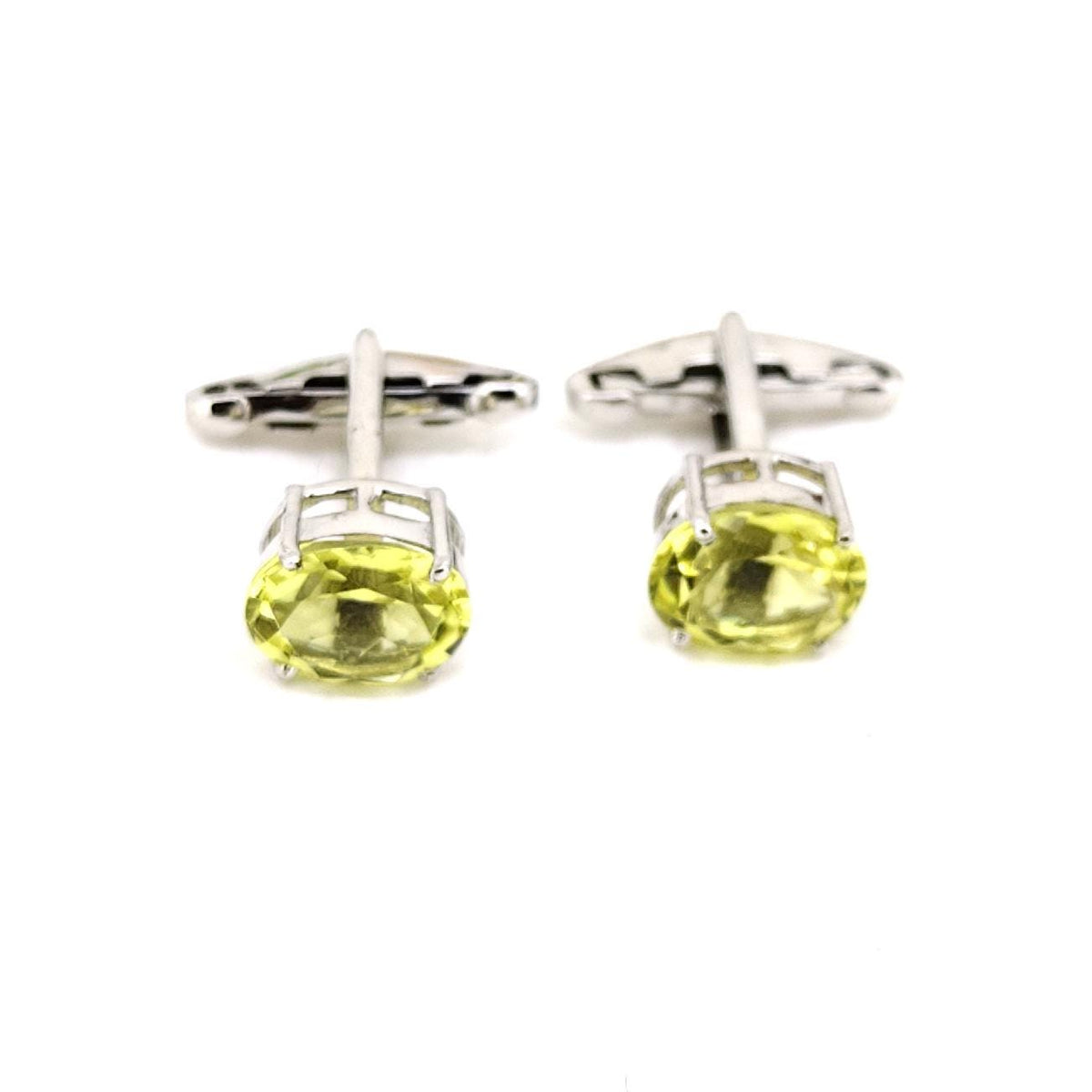 Lemon Topaz Sterling Silver Cufflinks, Custom Men's Jewelry, November Birthstone Gift Him