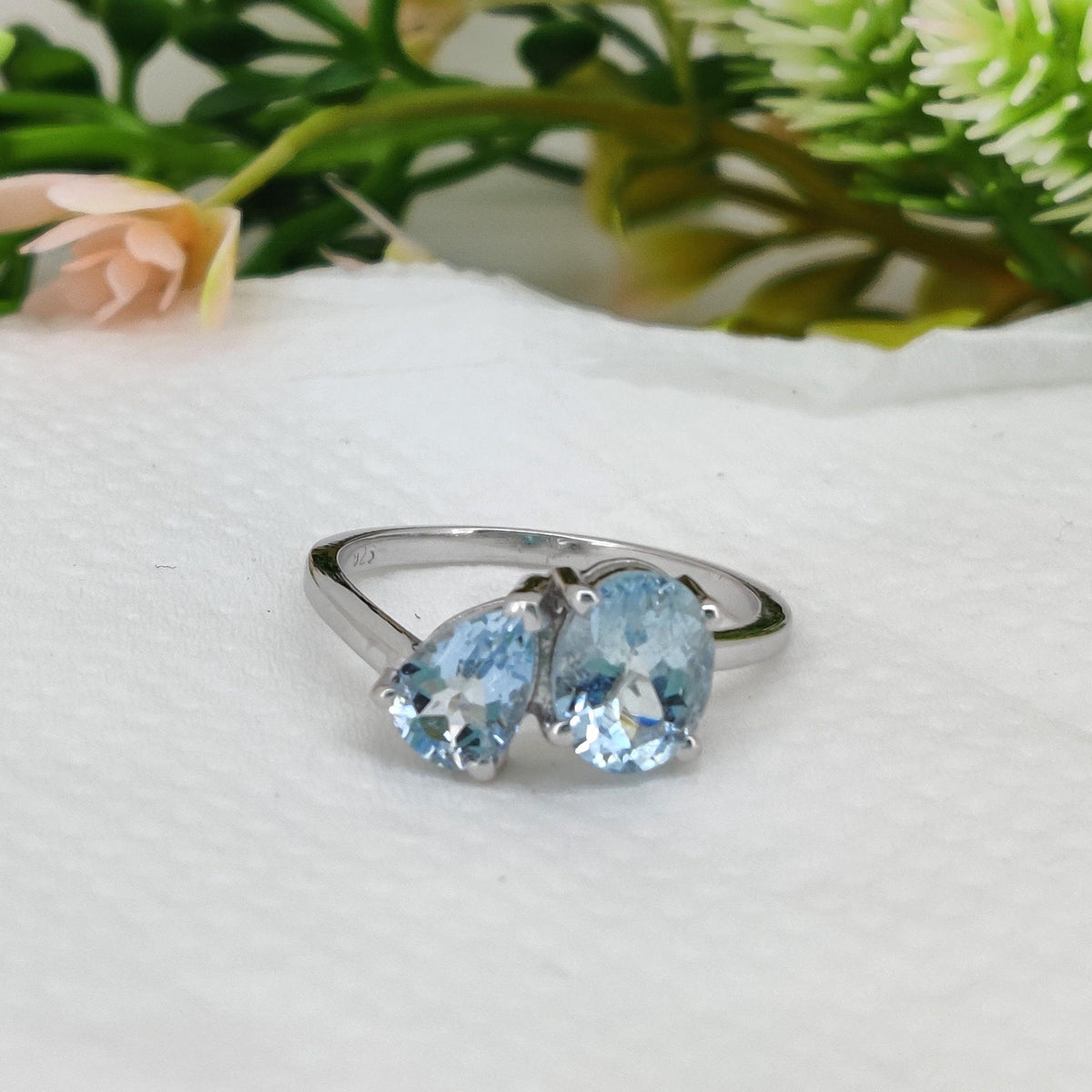 Natural Aquamarine Ring,  925 Sterling Silver, Handmade Gemstone Jewelry, March Birthstone, Gifts For Her