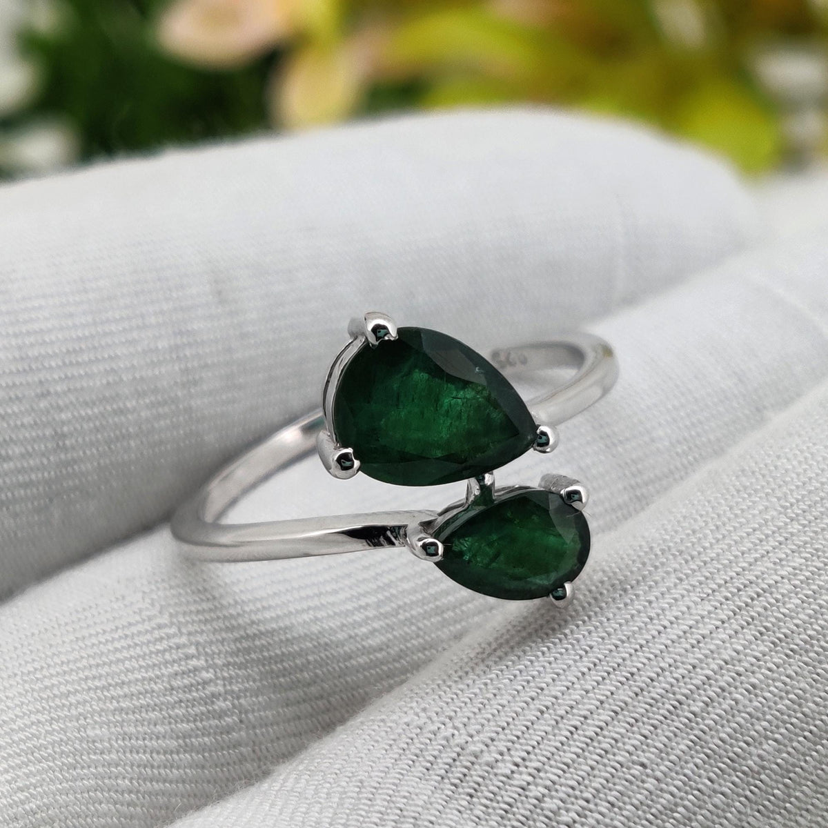 Natural Emerald Ring, 925 Sterling Silver Ring, May Birthstone, Handmade Gemstone Jewelry