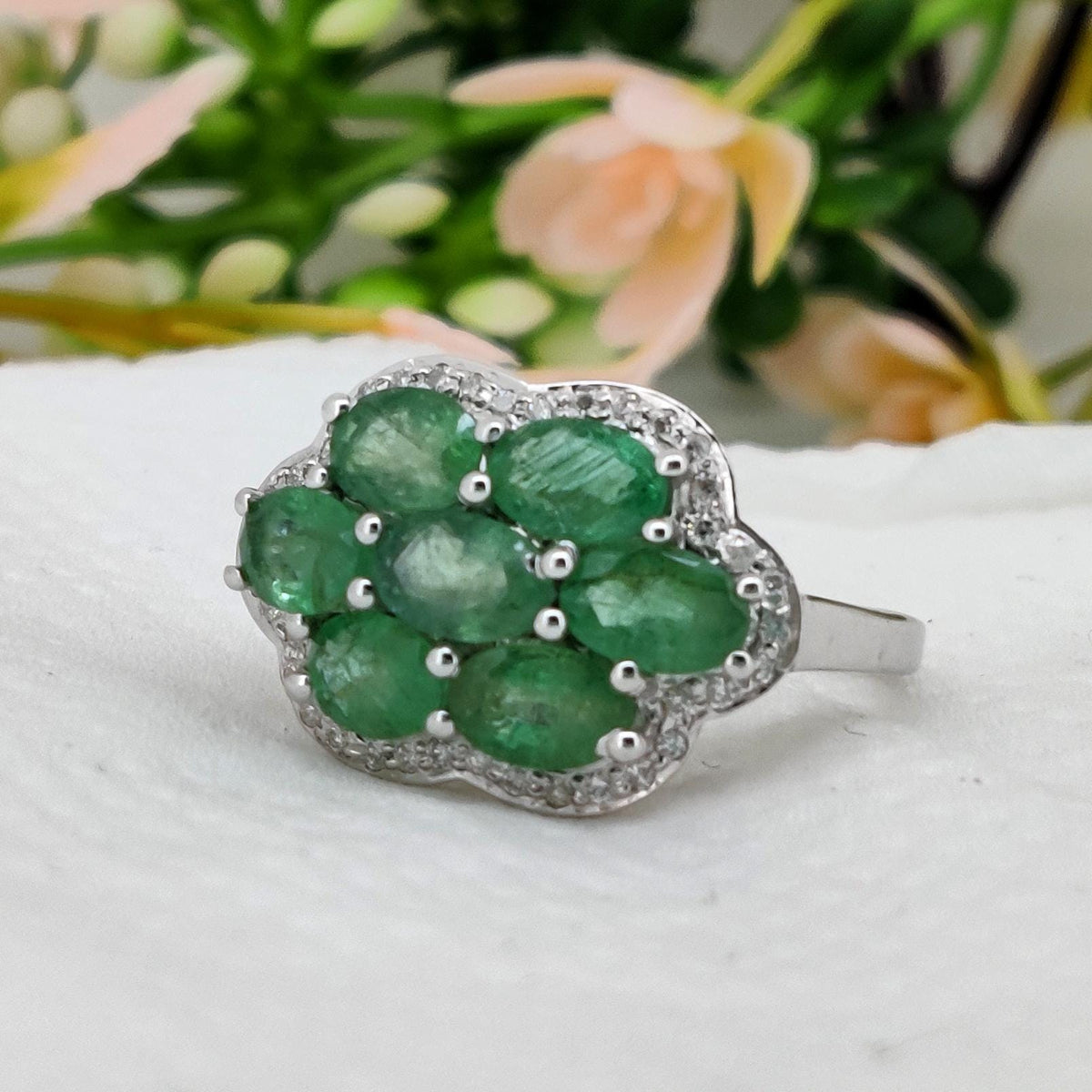 Natural Emerald Sterling Silver Ring: May Birthstone Handmade Gemstone Jewelry