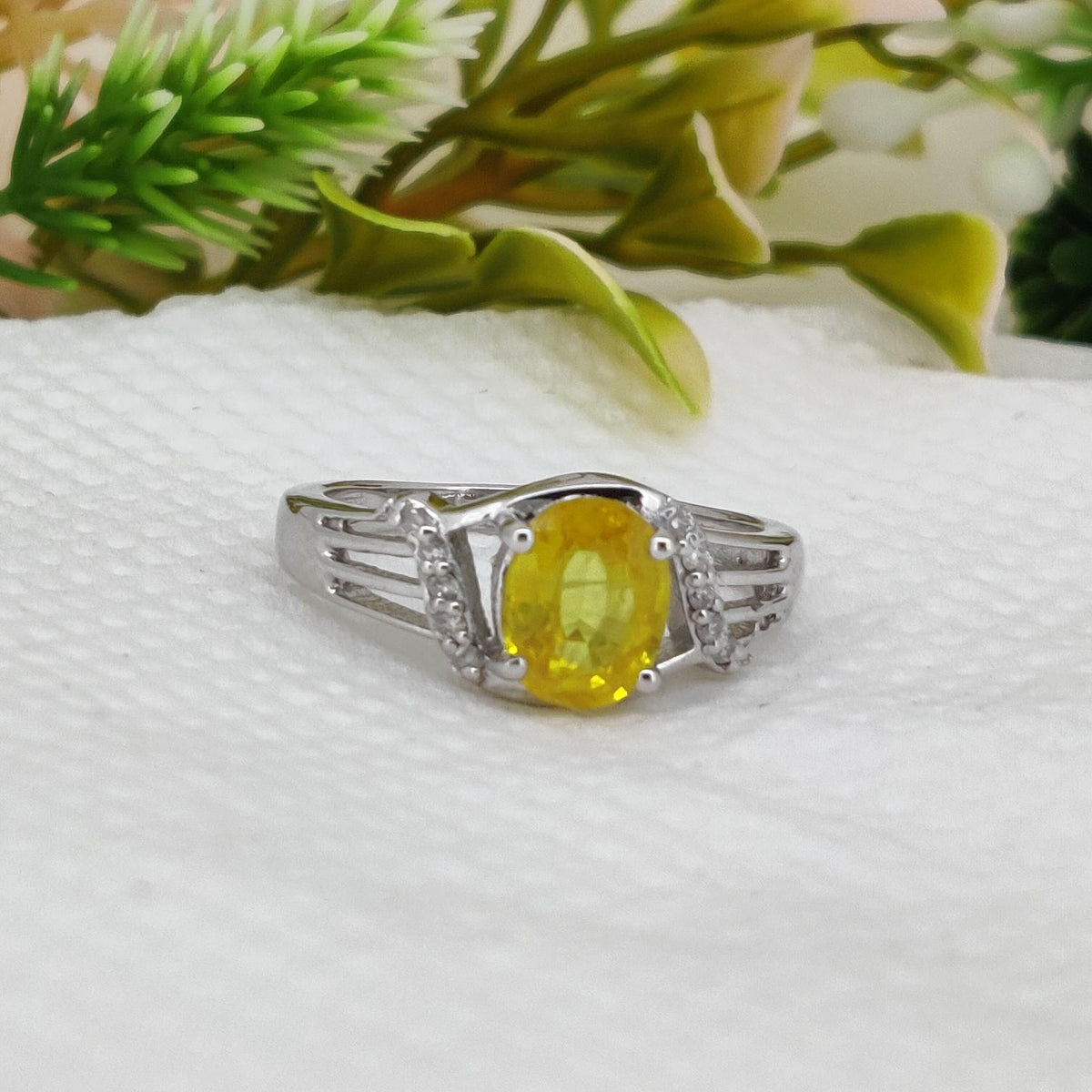 Yellow Sapphire Ring, 925 Sterling Silver Minimalist Band, Gemstone Stackable Ring