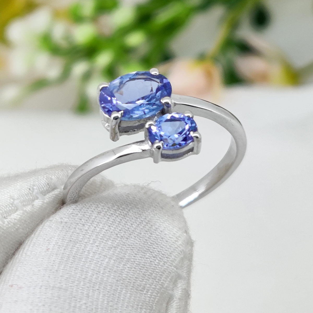 Natural Tanzanite Sterling Silver Ring, Blue Tanzanite Jewelry, December Birthstone, Gifts For Her