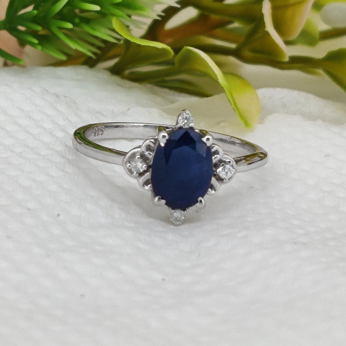 Handmade Blue Sapphire Silver Ring, September Birthstone Gemstone Jewelry