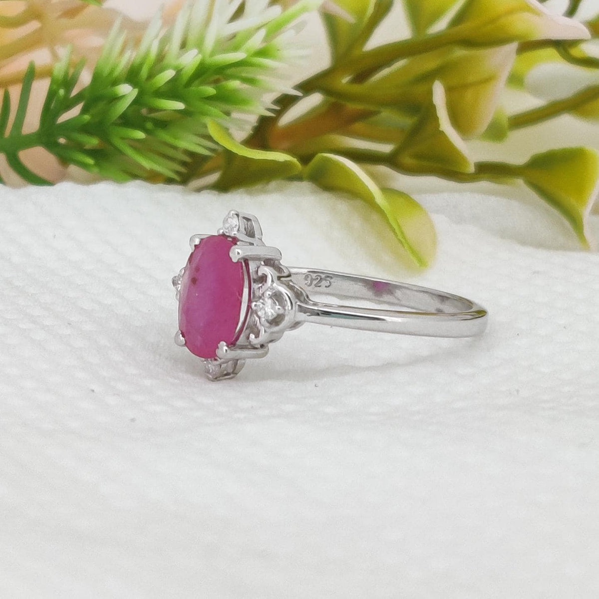 Natural Ruby Ring, Sterling Silver Solitaire Ring, Anniversary Gift