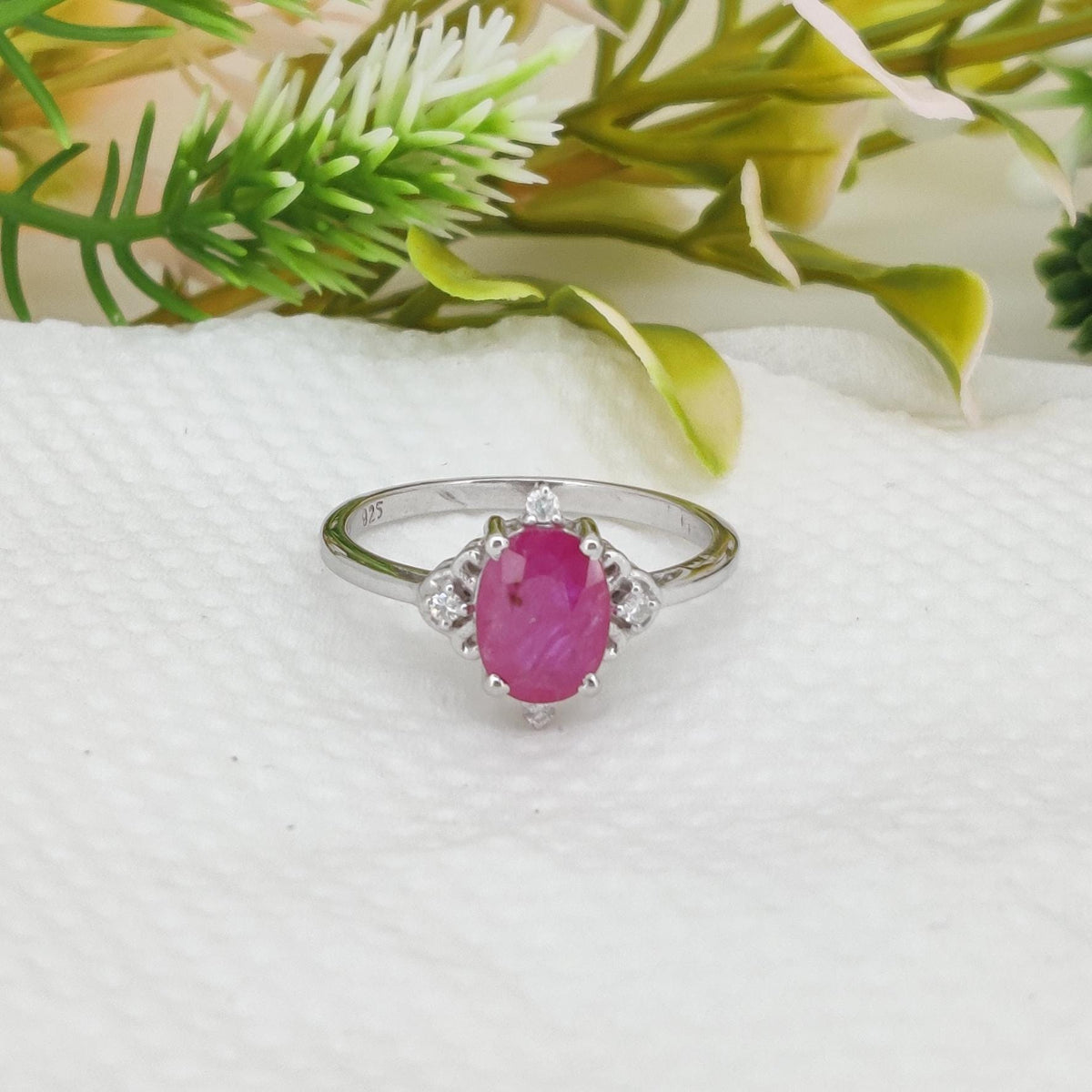 Natural Ruby Ring, Sterling Silver Solitaire Ring, Anniversary Gift