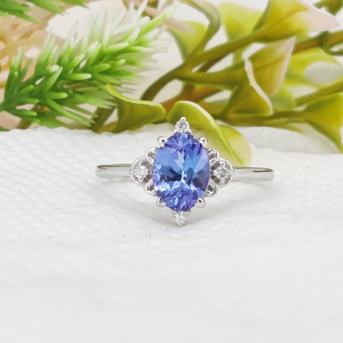 Oval Tanzanite Ring, Sterling Silver Solitaire, Natural December Birthstone, Boho Style