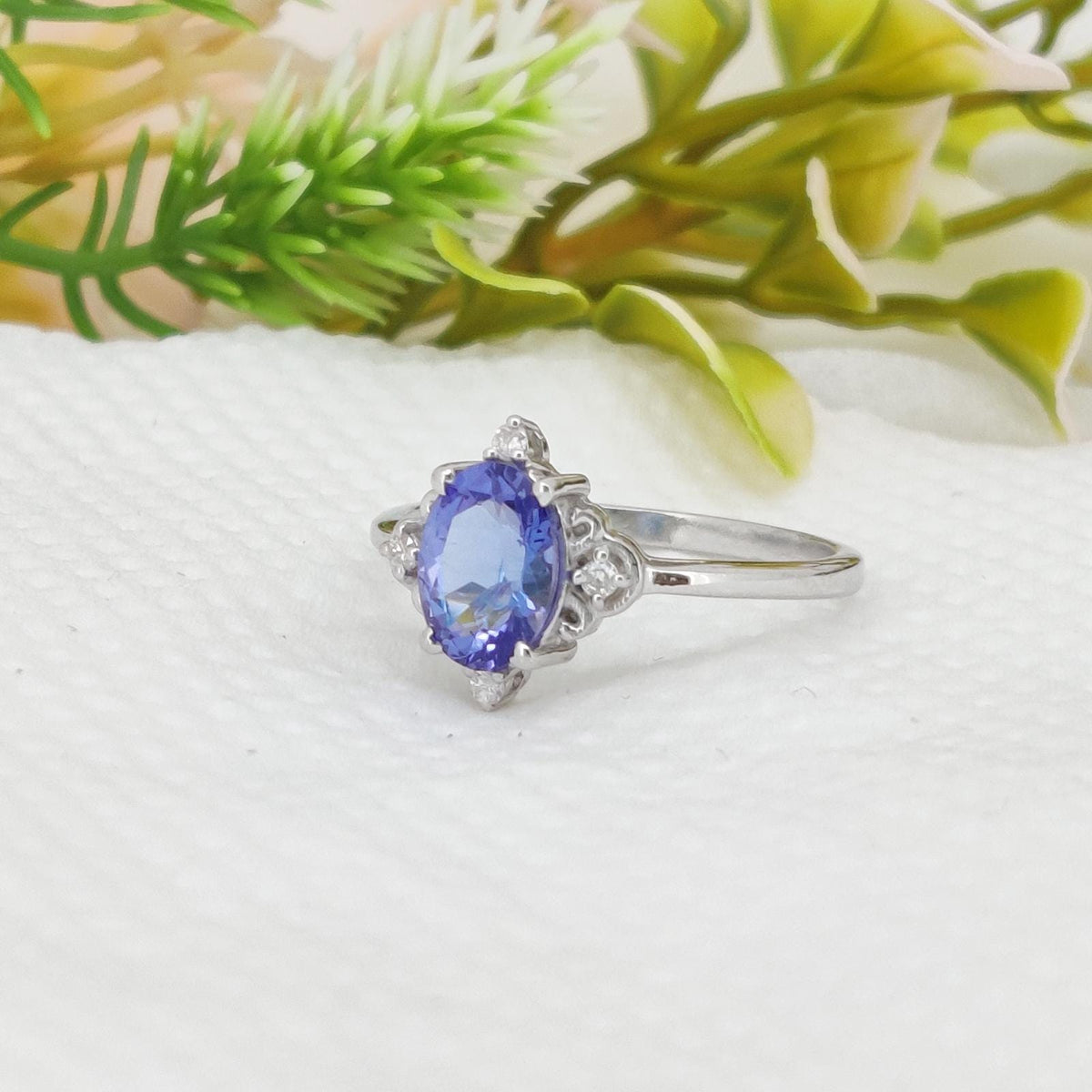 Oval Tanzanite Ring, Sterling Silver Solitaire, Natural December Birthstone, Boho Style
