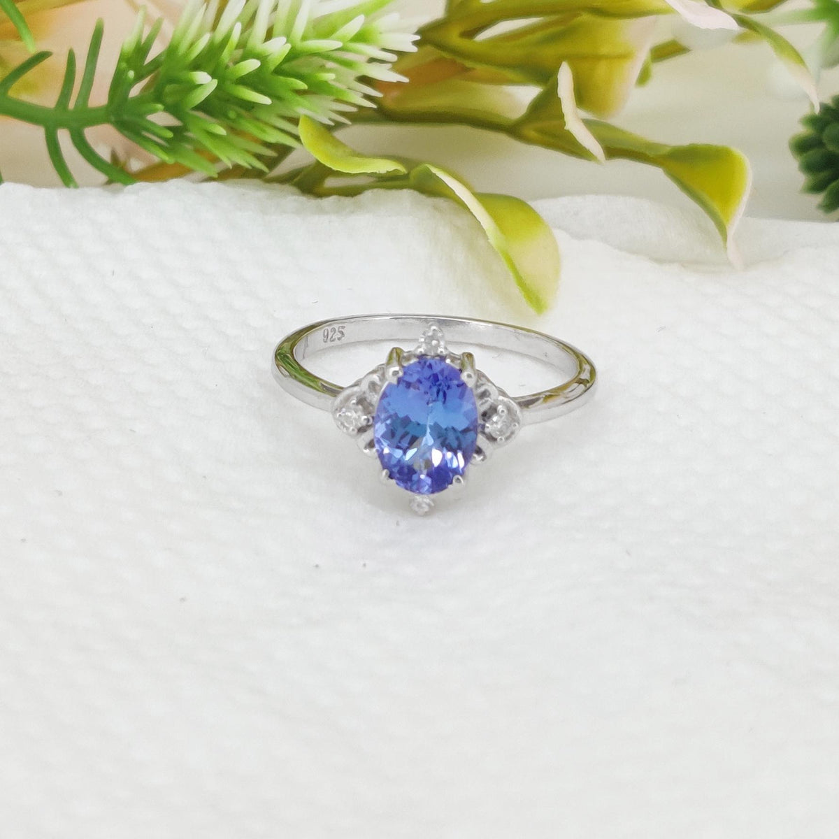 Oval Tanzanite Ring, Sterling Silver Solitaire, Natural December Birthstone, Boho Style