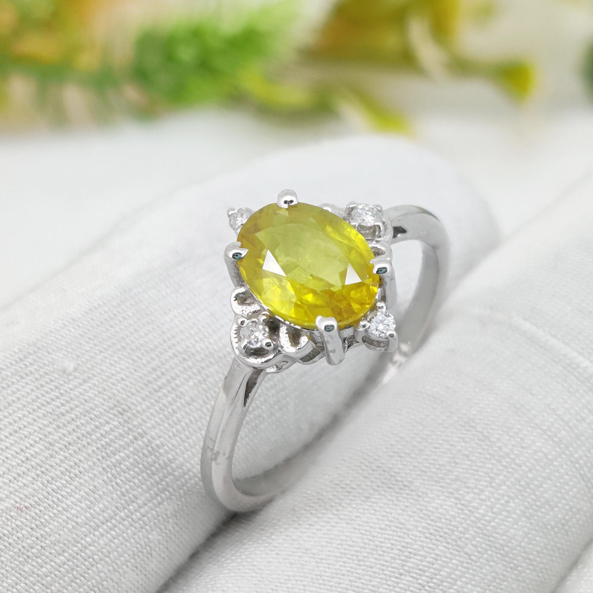Yellow Sapphire Silver Statement Ring, Handmade Gemstone September Birthstone Gift