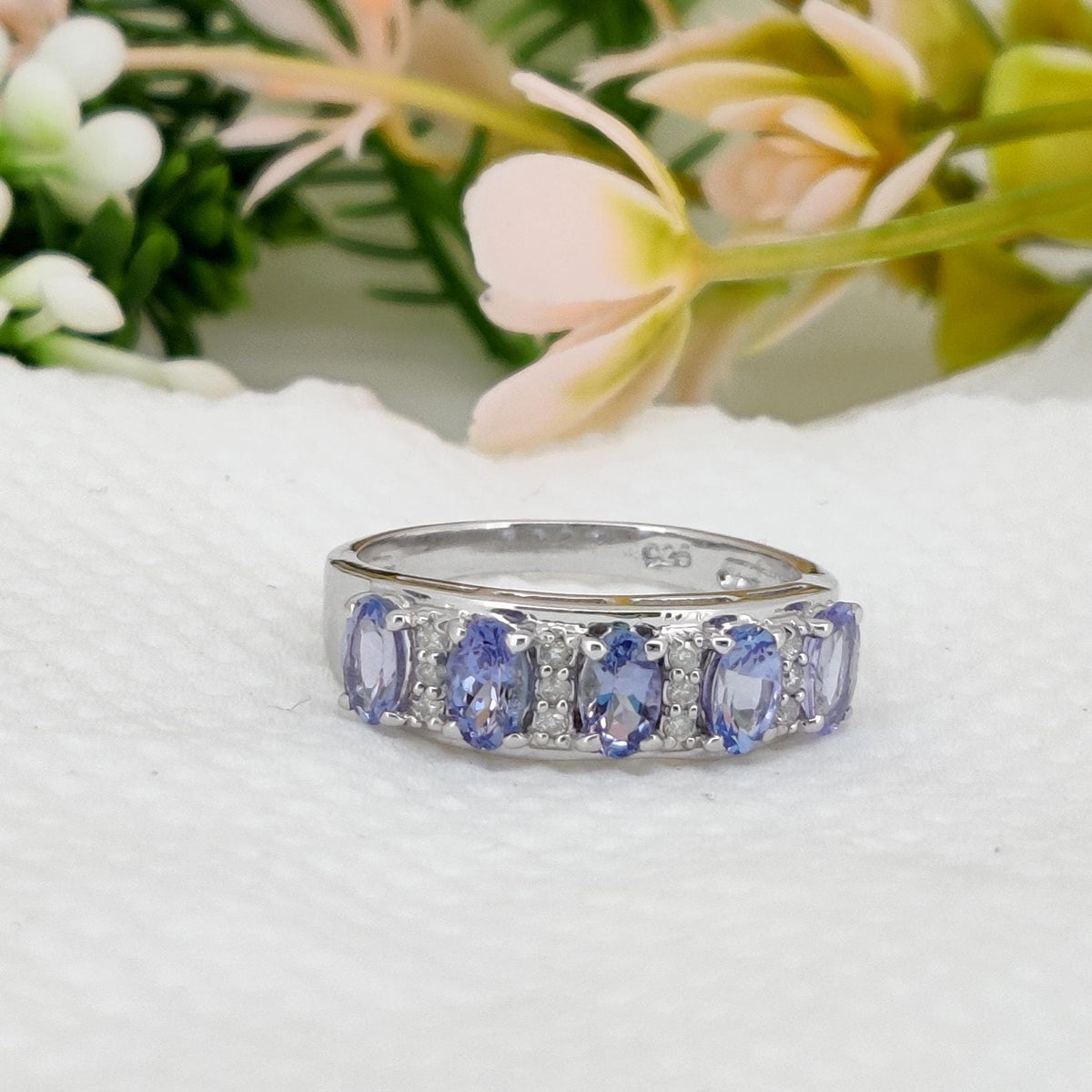 Oval Natural Tanzanite Sterling Silver Ring, December Birthstone Jewelry