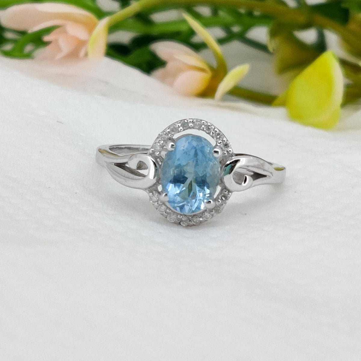 Aquamarine Sterling Silver Ring Blue Gemstone Stacking Band, Aquamarine Jewelry, March Birthstone Gift