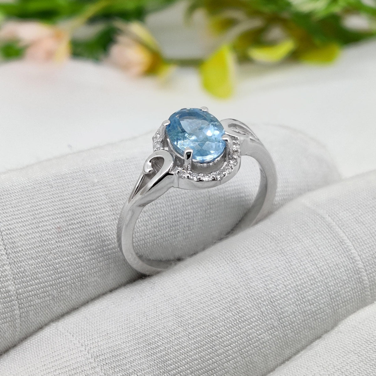 Aquamarine Sterling Silver Ring Blue Gemstone Stacking Band, Aquamarine Jewelry, March Birthstone Gift