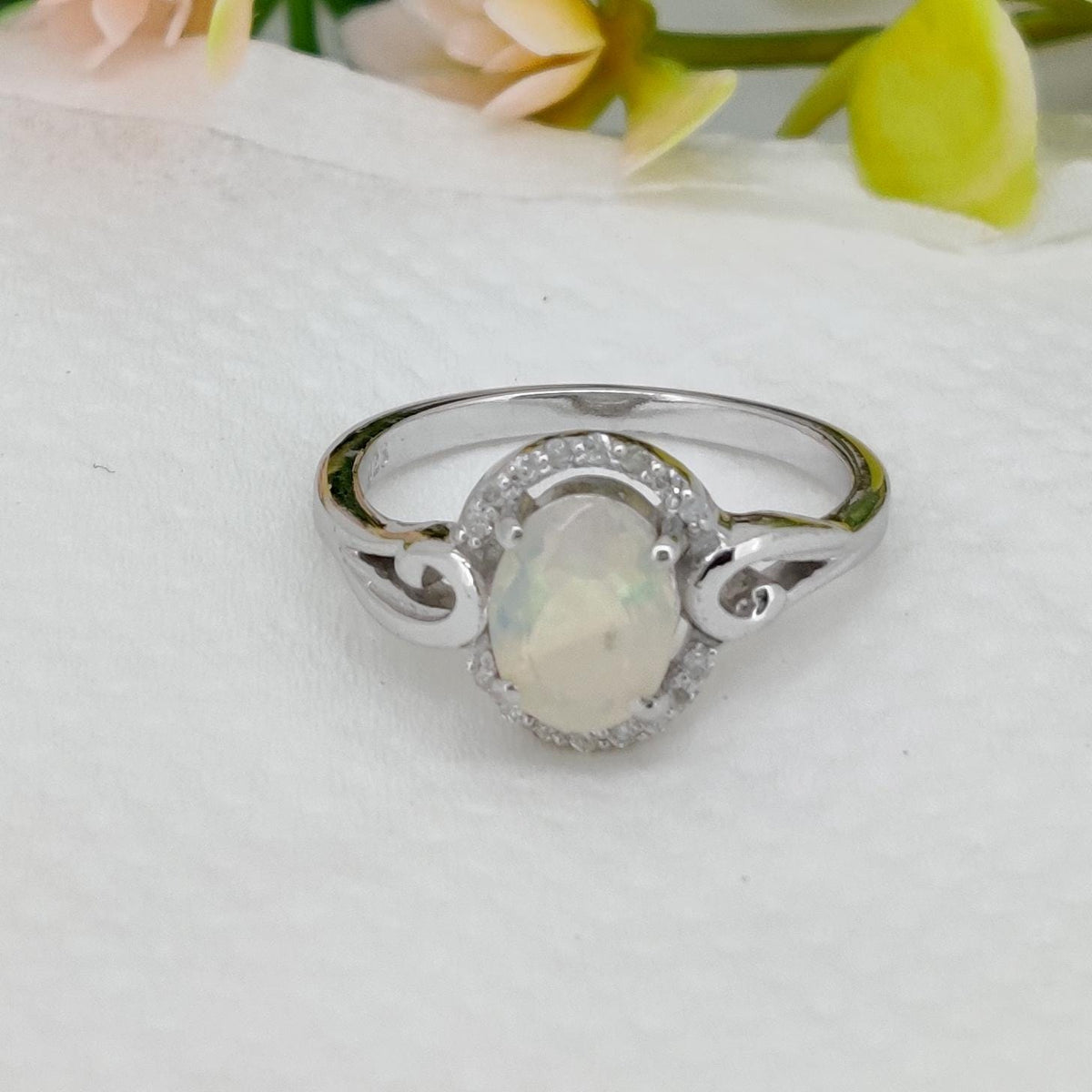 Ethiopian Opal Ring 925 Sterling Silver Gemstone Stacking Band, Opal Jewelry, October Birthstone Gift