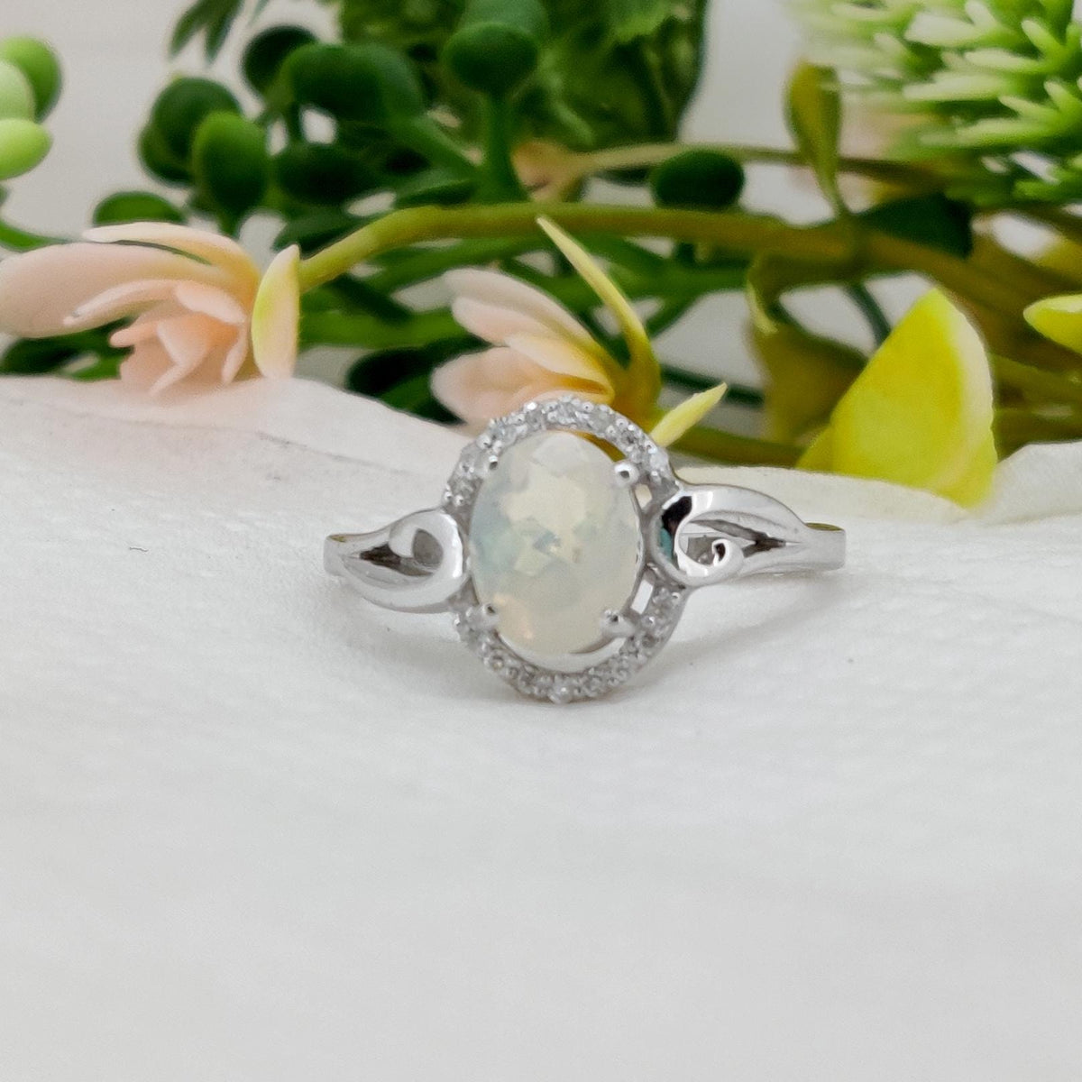 Ethiopian Opal Ring 925 Sterling Silver Gemstone Stacking Band, Opal Jewelry, October Birthstone Gift