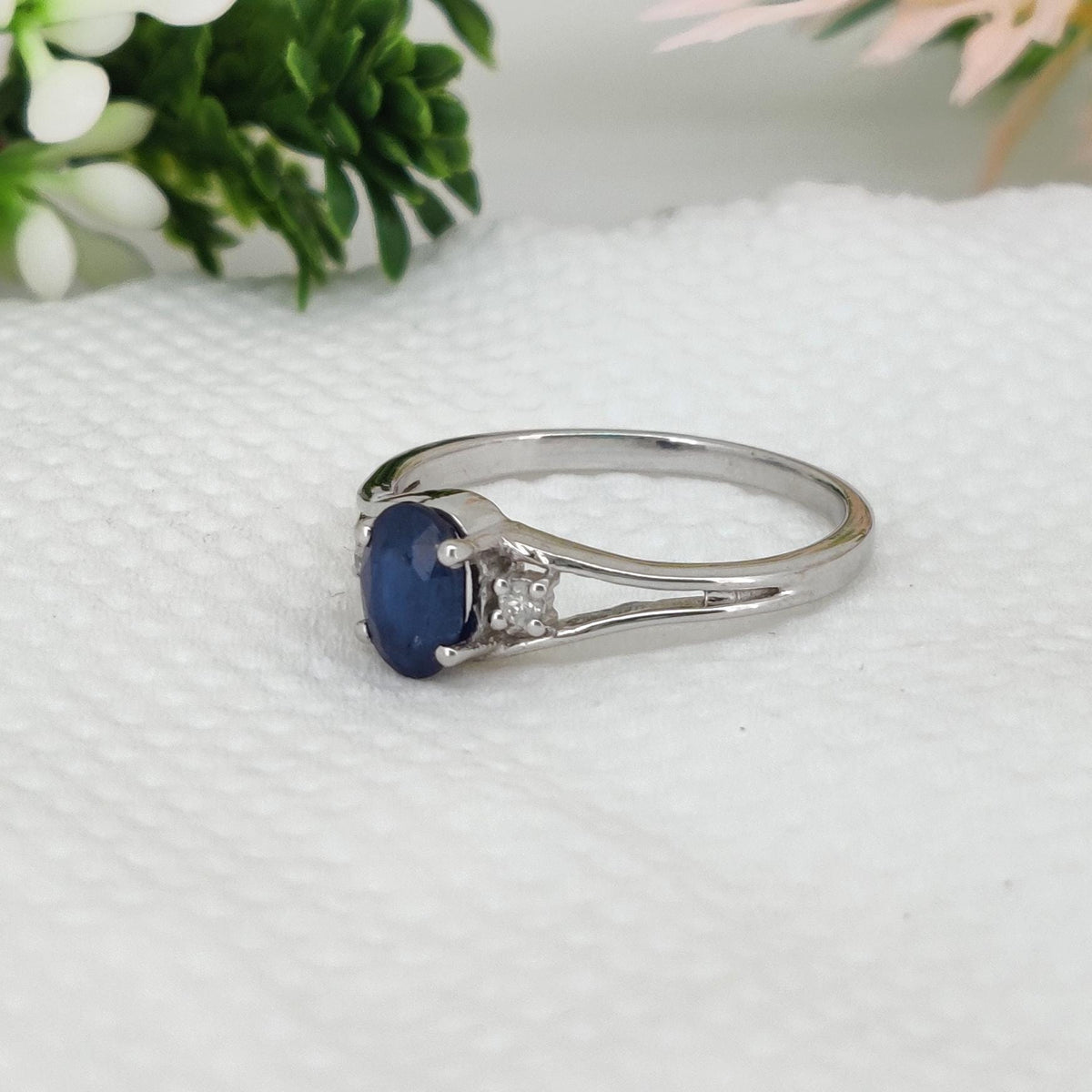 Blue Sapphire Silver Statement Ring, Handmade Gemstone September Birthstone Gift