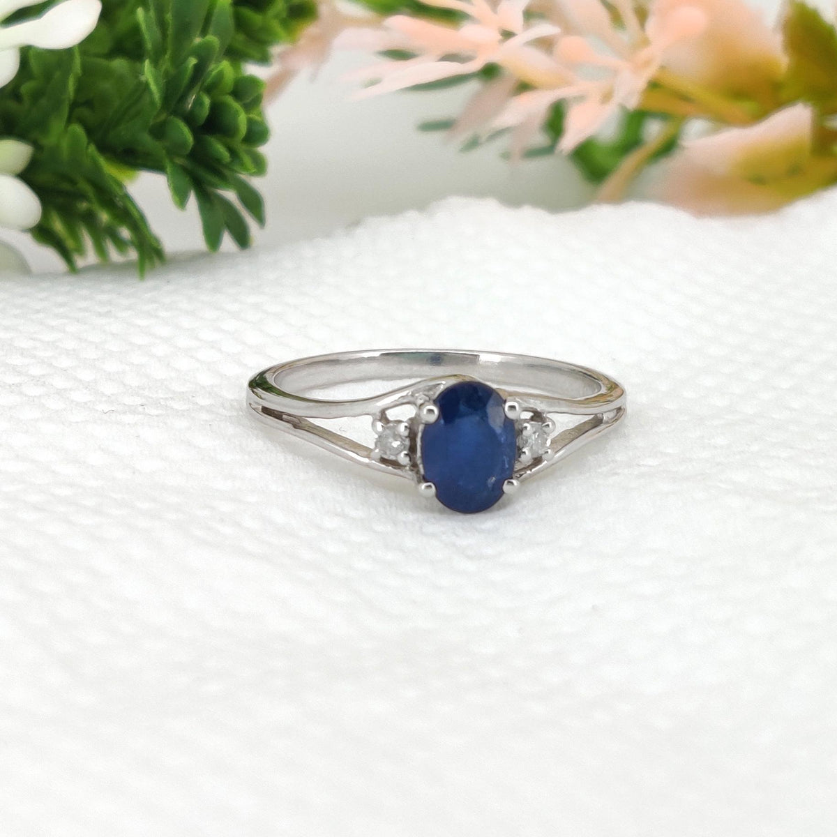 Blue Sapphire Silver Statement Ring, Handmade Gemstone September Birthstone Gift