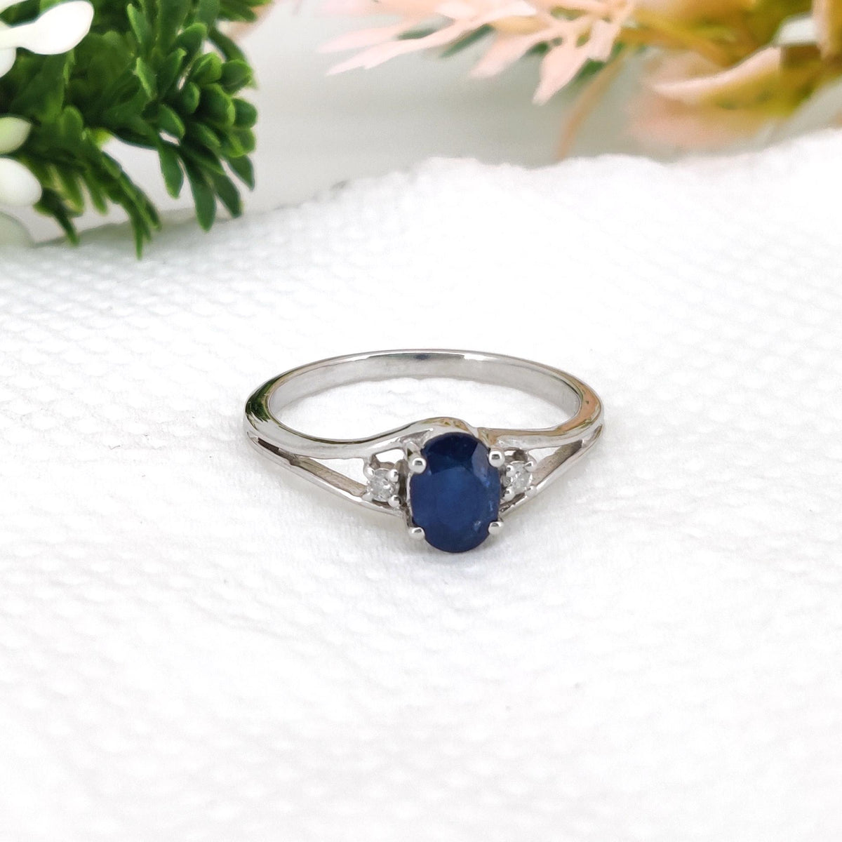 Blue Sapphire Silver Statement Ring, Handmade Gemstone September Birthstone Gift