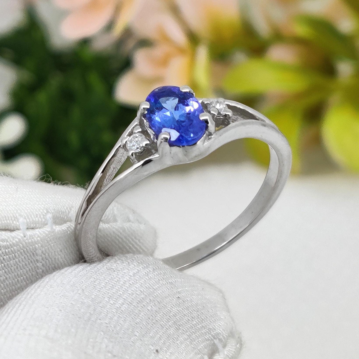 Tanzanite Silver Ring, Natural Blue Gemstone Ring, Handmade December Birthstone Gift for Her