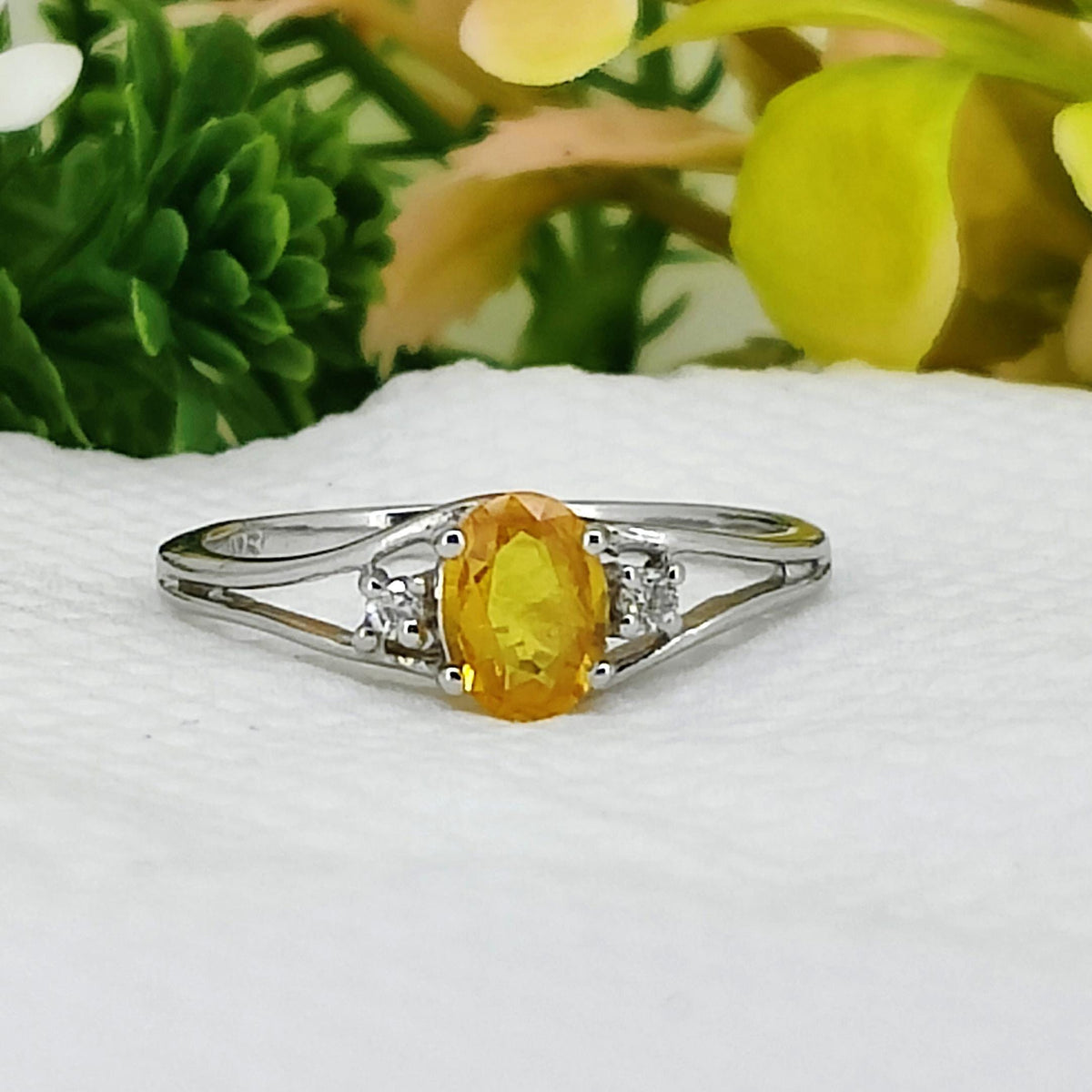 Sapphire Engagement Ring, Sterling Silver Handmade Ring, Dainty Yellow Gemstone Jewelry
