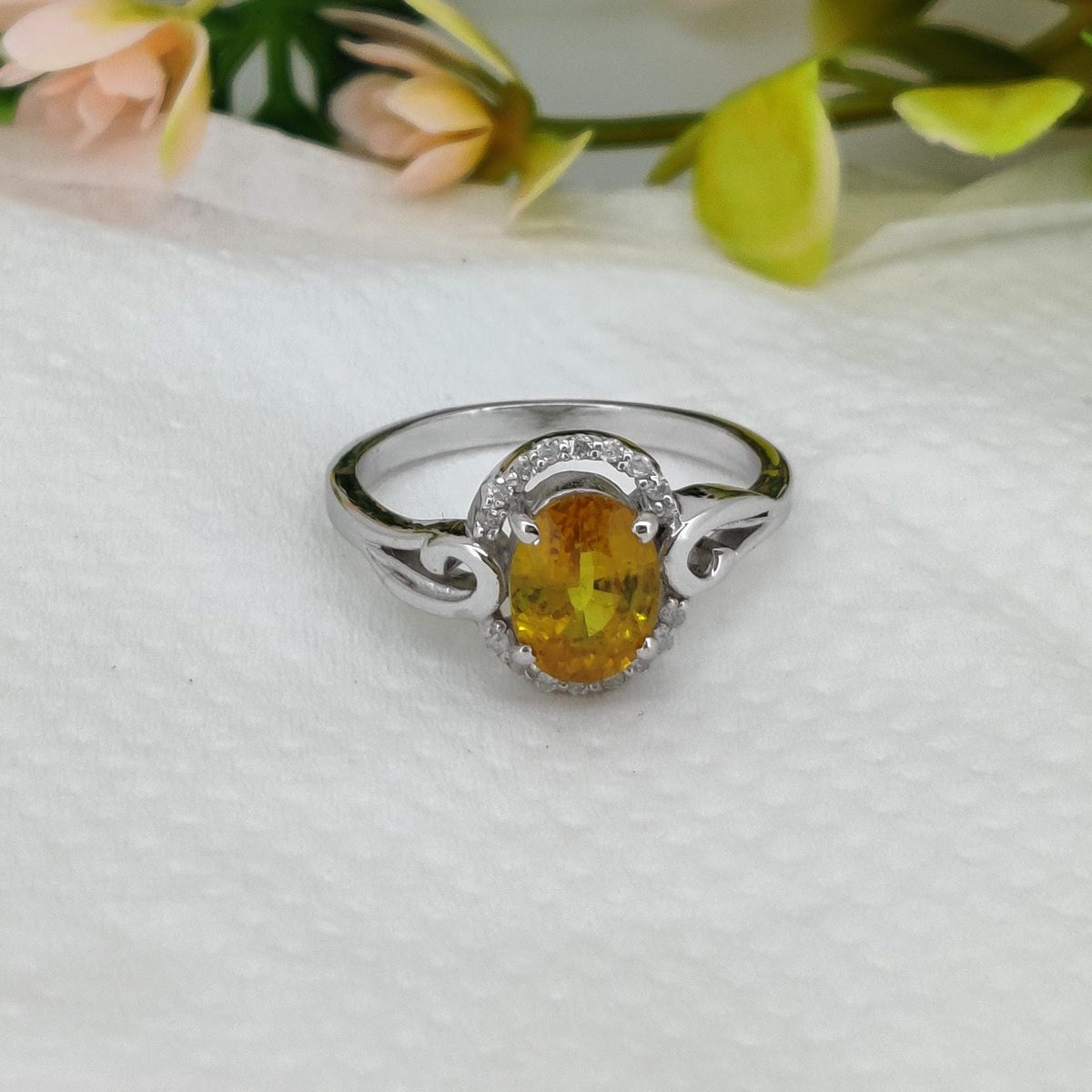 Yellow Sapphire Sterling Silver Ring Gemstone Stacking Band, Sapphire Jewelry, September Birthstone