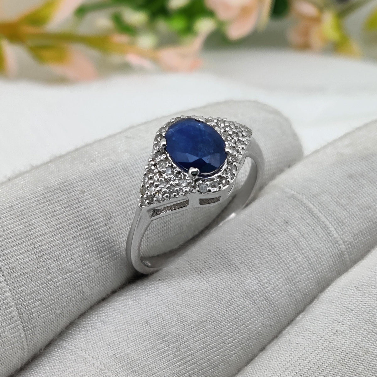 Blue Sapphire Ring, 925 Sterling Silver Handmade Ring, September Birthstone Jewelry for Her
