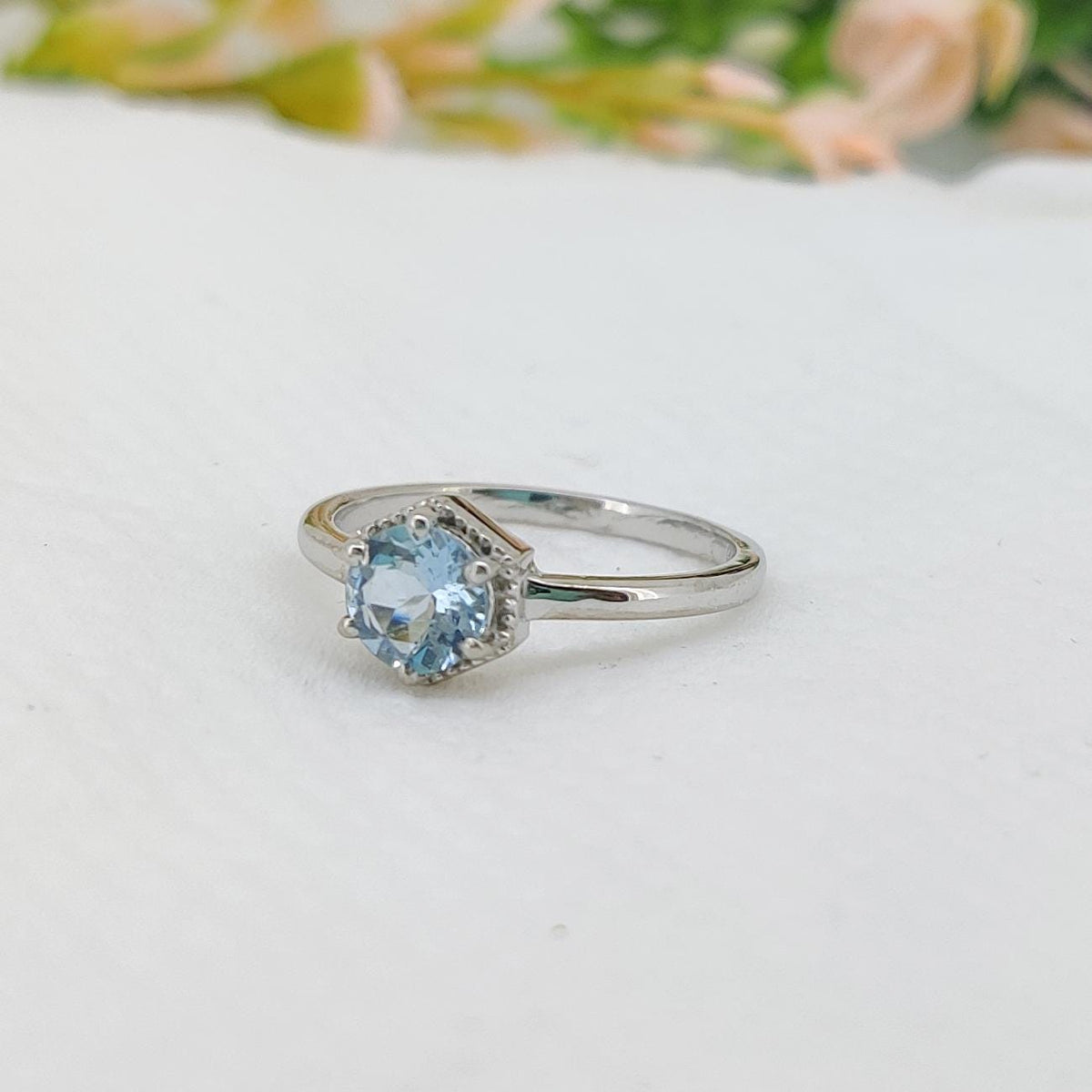 Natural Aquamarine Ring,  Handmade Sterling Silver, Blue Gemstone Jewelry, March Birthstone, Gifts For Her
