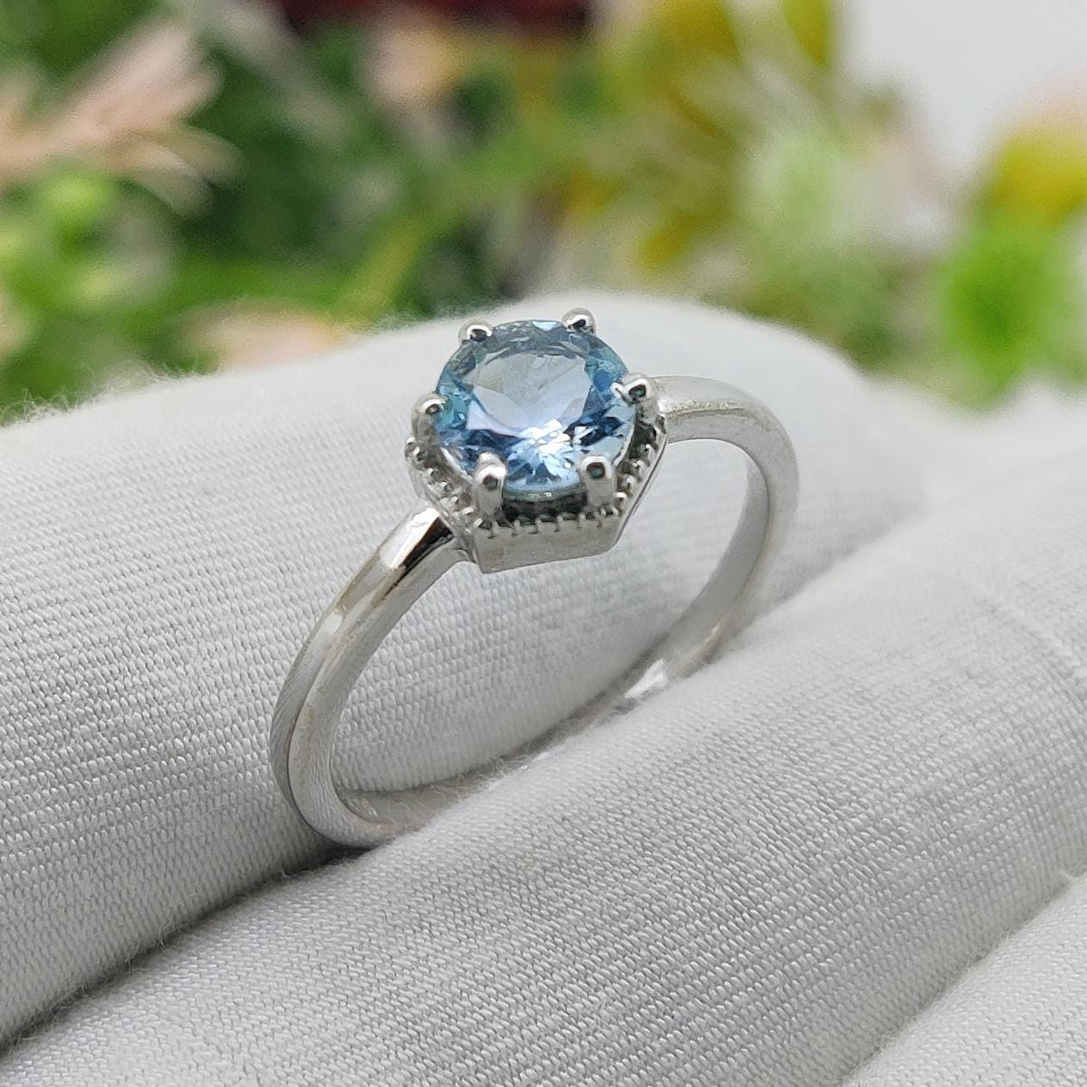 Natural Aquamarine Ring,  Handmade Sterling Silver, Blue Gemstone Jewelry, March Birthstone, Gifts For Her