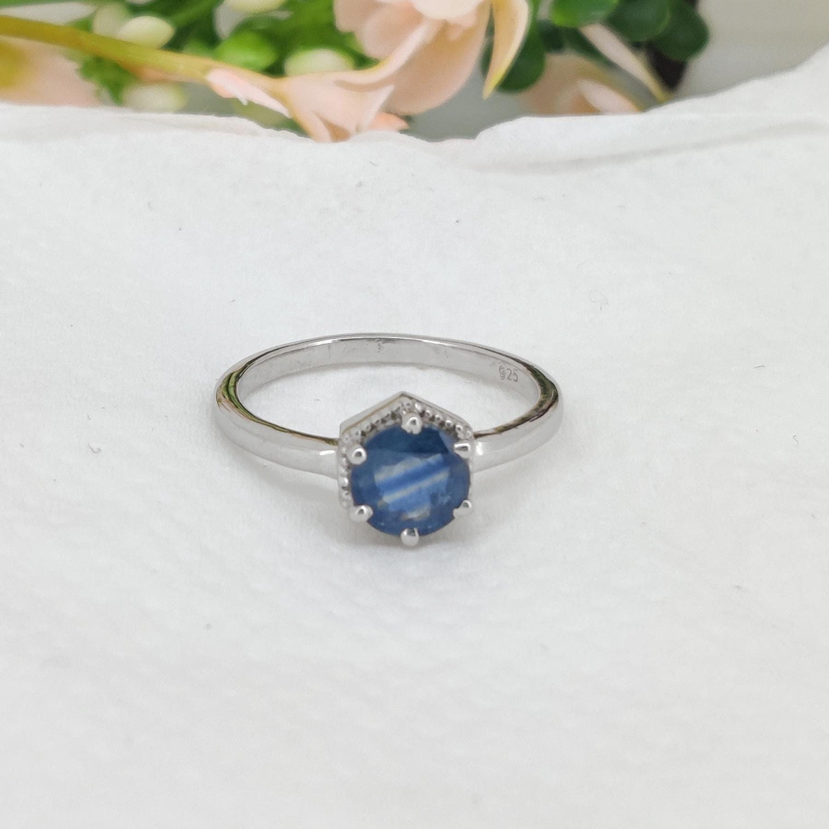 Natural Sapphire Sterling Silver Ring, September Birthstone, Promise Ring
